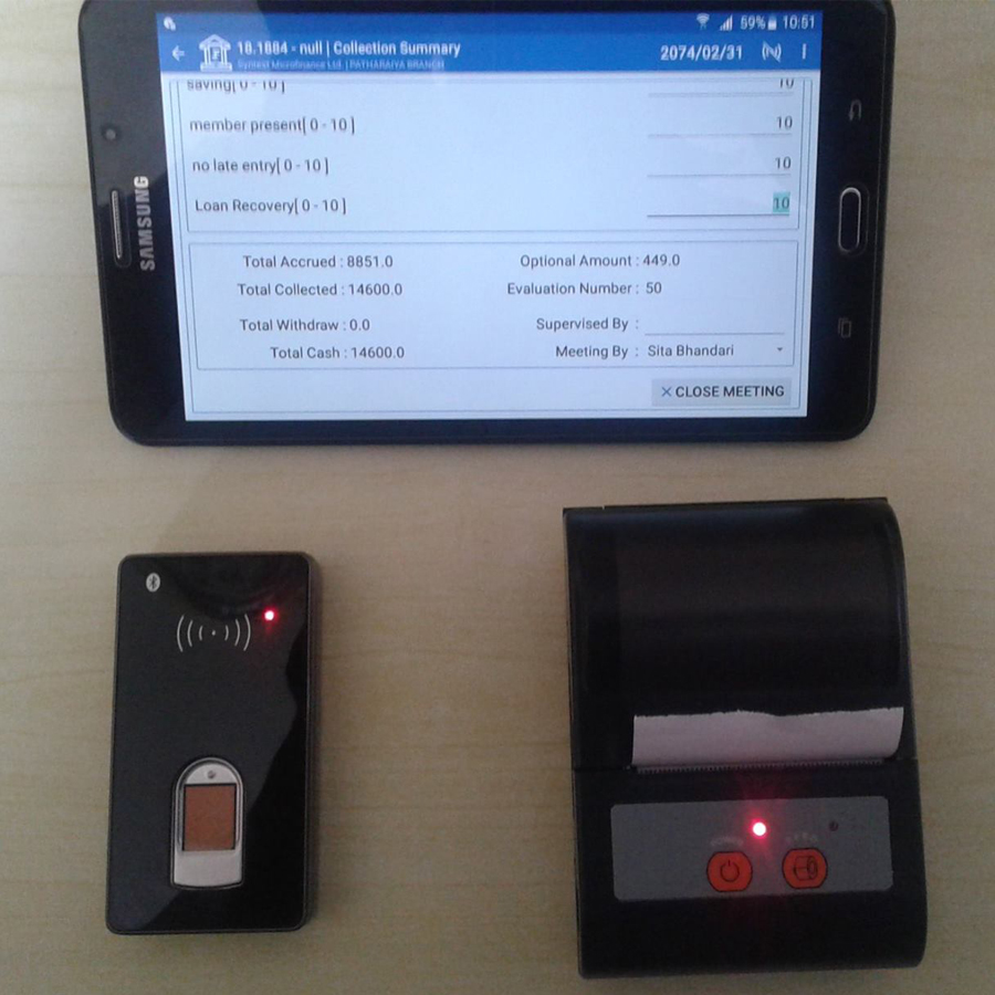 Escaneo de dedos en vivo con Bluetooth integrado con impresora Bluetooth y tableta Android